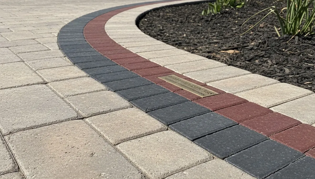 Decorative driveway paver border and edging by professional landscapers in Bakersfield, CA