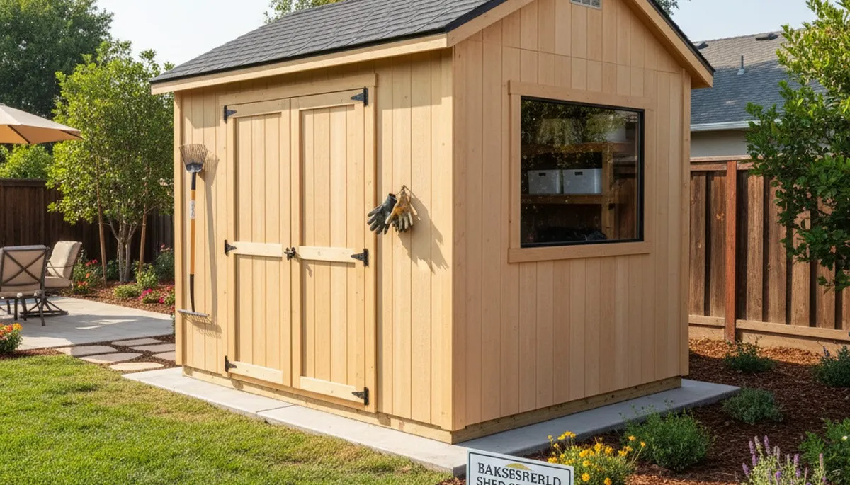 New backyard shed installation with quality craftsmanship in Bakersfield, CA by Chop Chop Landscaping