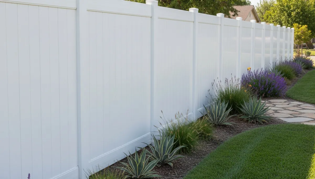White wooden privacy fence installation by Chop Chop Landscaping in Bakersfield, CA