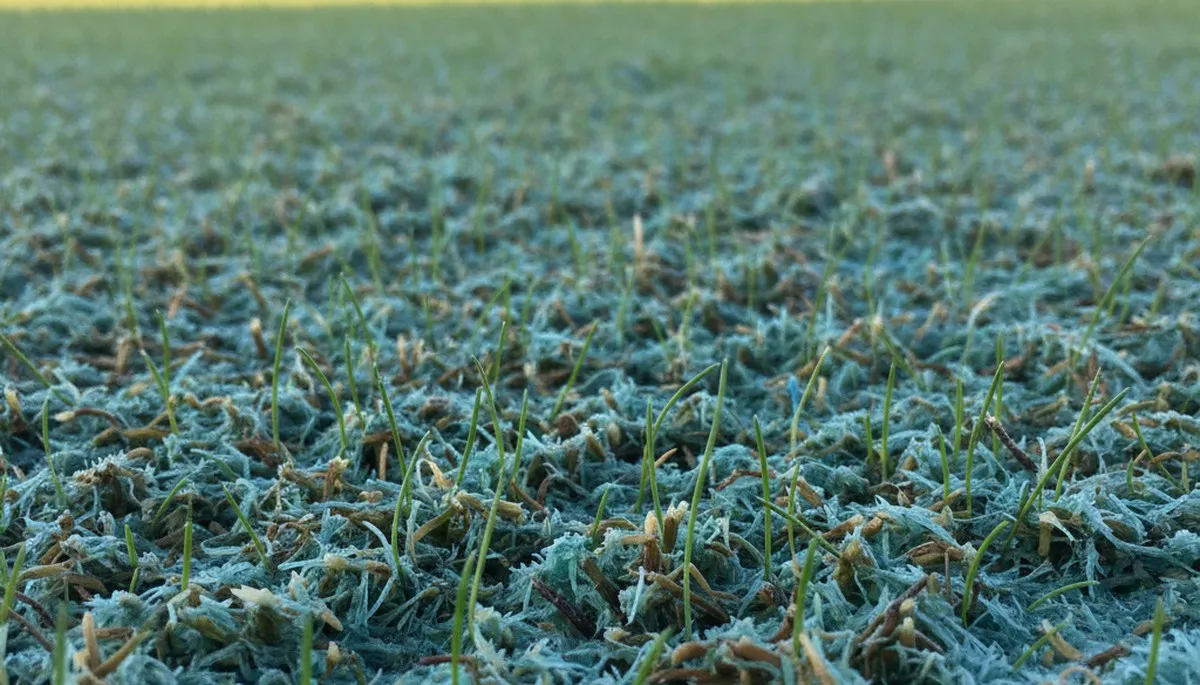 Hydroseeding new lawn with sprouting grass seedlings in Bakersfield, CA by Chop Chop Landscaping